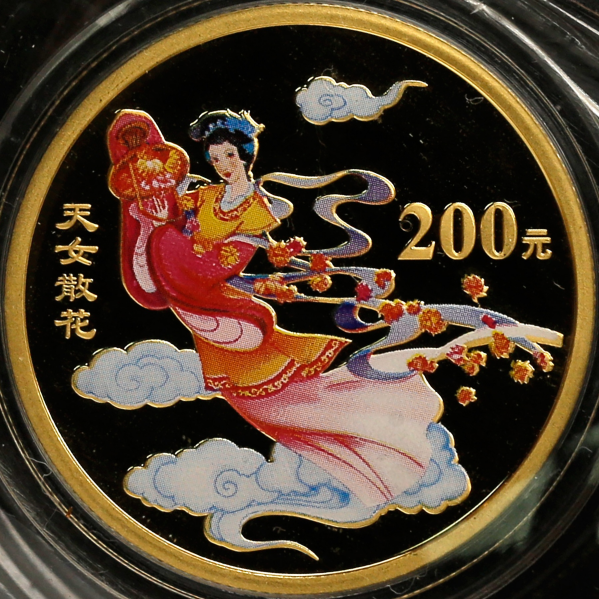 天女散花彩金币价格  2003年1/2盎司天女散花彩金币市场价格