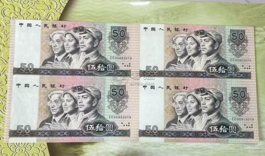1980年50元康银阁四连体钞价格   8050四连体钞值多少钱