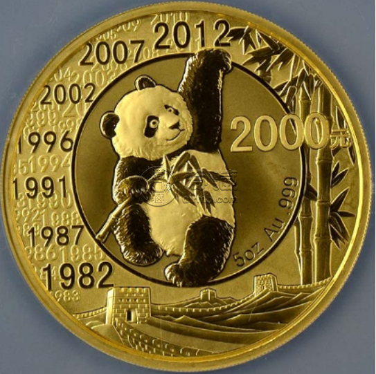 熊猫金币发行30周年5盎司金币价格    2012年5盎司熊猫金币金币 多少钱