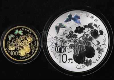 瓜瓞绵绵金银币价格   2015年吉祥文化瓜瓞绵绵金银币多少钱
