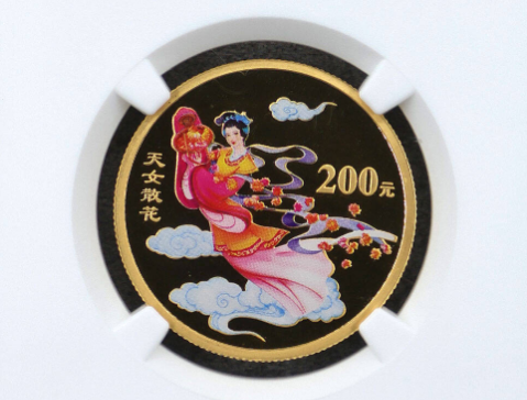 女散花彩金币价格 2003年1/2盎司民间神话第3组天女散花彩金币值多少钱