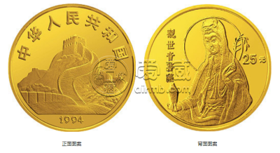 赐福观音金币价格 1994年1/4盎司赐福观音金币值多少钱