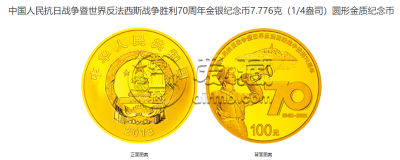 抗战胜利70周年金银币最新价格 2015年抗战胜利70周年金银币值多少钱