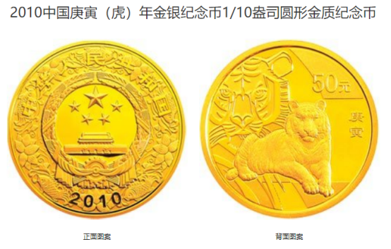 虎年金银币最新价格 2010年生肖虎金银币值多少钱