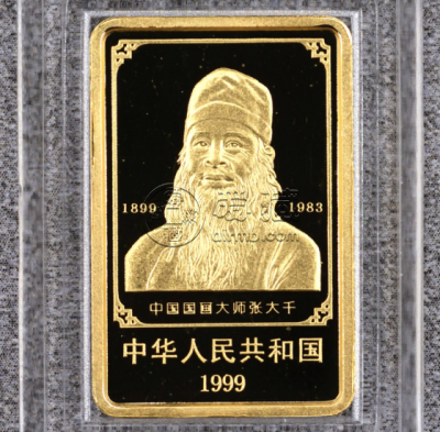 张大千归牧图金币价格   1999年1/2盎司张大千归牧图金币值多少钱