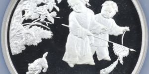 1994年5盎司婴戏图银币价格   5盎司婴戏图银币值多少钱