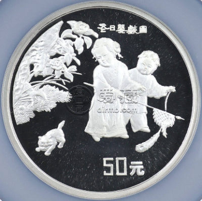 1994年5盎司婴戏图银币价格   5盎司婴戏图银币值多少钱