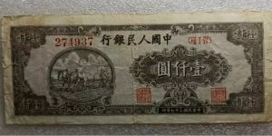 一版币10000元双马耕地价格    一万元双马耕地值多少钱