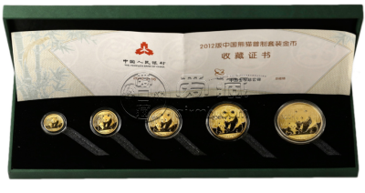 2012年熊猫金币一套价格   2012年熊猫金币五枚套装多少钱