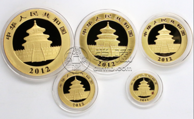 2012年熊猫金币一套价格   2012年熊猫金币五枚套装多少钱