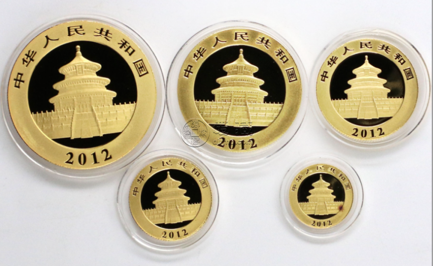 2012年熊猫金币一套价格   2012年熊猫金币五枚套装多少钱