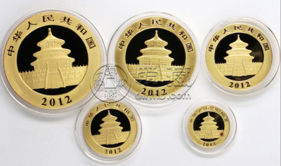 2012熊猫金币套装市场价  2012年一套五枚熊猫金币多少钱
