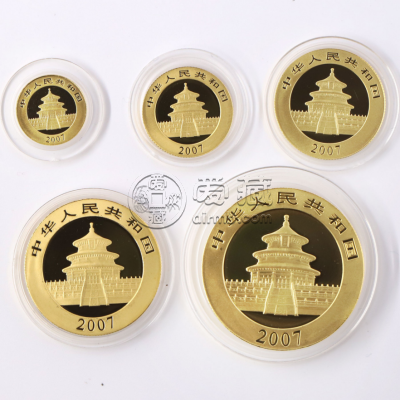 2007年熊猫金币回收价目表   2007年五枚套装熊猫金币多少钱