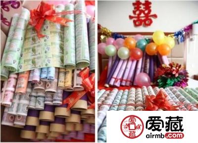 土豪嫁新娘千万连体钞做陪嫁