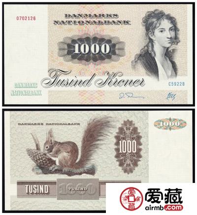 外国钱币赏析：丹麦倒三版1000克朗