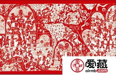 《猴子捞月》的剪纸