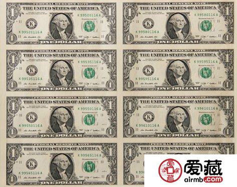美金连体钞图片和价格