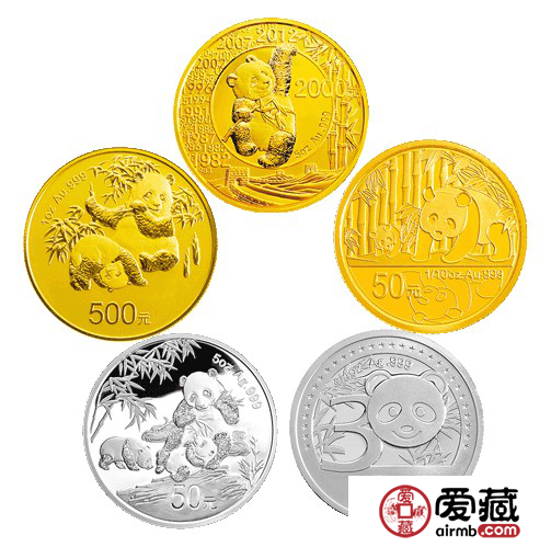 熊猫30周年金银纪念币图片和价格