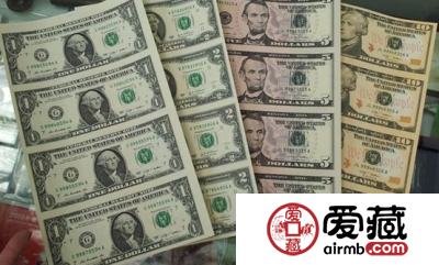 越来越受追捧的一美元四连体钞