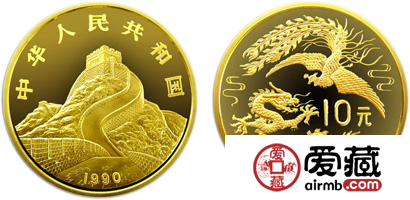 1990版龙凤纪念金币：1g金币