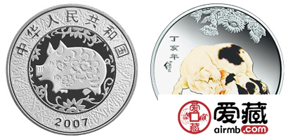 2007中国丁亥(猪)年1盎司彩色银币