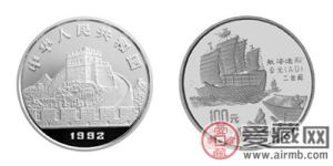 中国古代科技发明发现第1组纪念铂币：航海造船