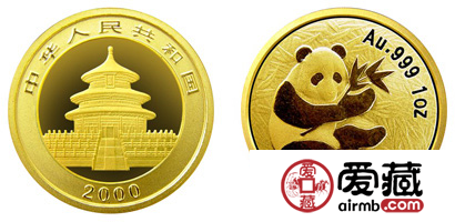 2000年版1盎司熊猫金币