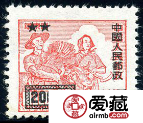 改2 “華東區(qū)生產(chǎn)圖郵票”加字改值