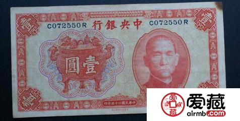 中華民國(guó)25年一元紙幣值多少