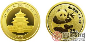 2000年版1/4盎司熊猫金币