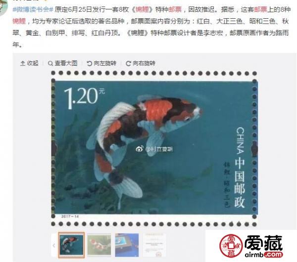 中国锦鲤邮票或因选了日本种推迟发行 这种临时措施确实罕见
