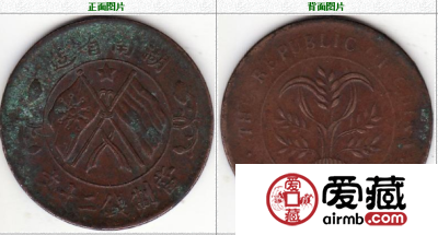 湖南双旗铜币20文