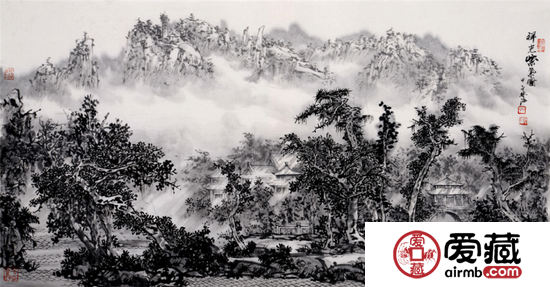 《祥光紫气图》 53x100cm