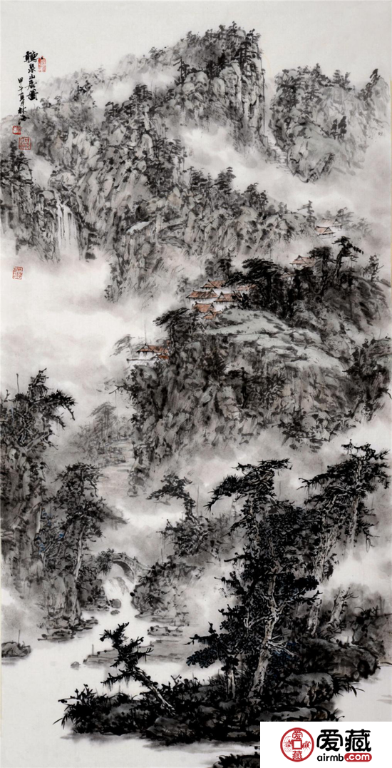 《听泉山居图》 138x70cm