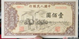 第一套人民币100元驼运纸币