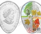 加拿大发行“枫叶的四季”彩色纪念银币