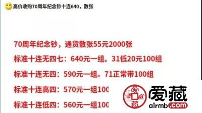 70周年纪念钞跌至面值？还是强势崛起？（附带最新价格表）