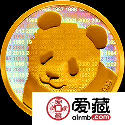 中国熊猫金币发行35周年金银币5克大熊猫剪影金币