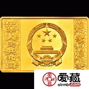 2017中国丁酉鸡年金银币150克长方形金币