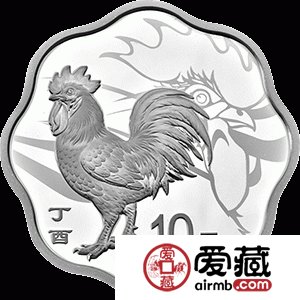 2017中国丁酉鸡年金银币30克梅花形银币