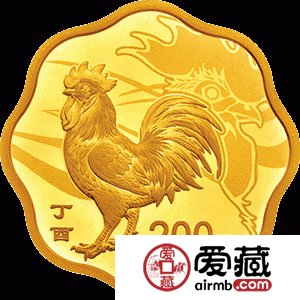 2017中国丁酉鸡年金银币15克梅花形金币