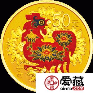 2017中國丁酉雞年金銀幣3克彩色金幣