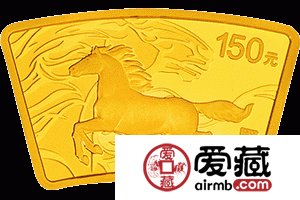 2014中国甲午马年金银币1/3盎司扇形金币