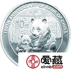 中国银行成立100周年金银币1盎司熊猫加字银币