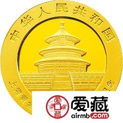 上海黄金交易所成立10周年金银币熊猫加字1/4盎司金币