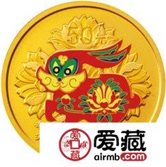 2011中国辛卯兔年金银币1/10盎司彩色金币