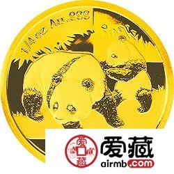 2008版熊猫金银币1/4盎司金币
