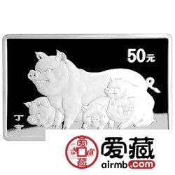 2007中国丁亥猪年金银币5盎司长方形银币
