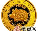 2007中国丁亥猪年金银币1/10盎司母子猪图彩色金币