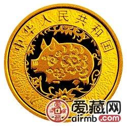 2007中国丁亥猪年金银币1/10盎司母子猪图彩色金币